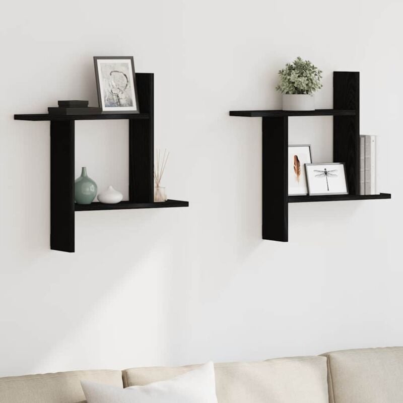 foto del prodotto mensole da parete 2 pz rovere nero 50x12x50 cm in truciolato vidaxl
