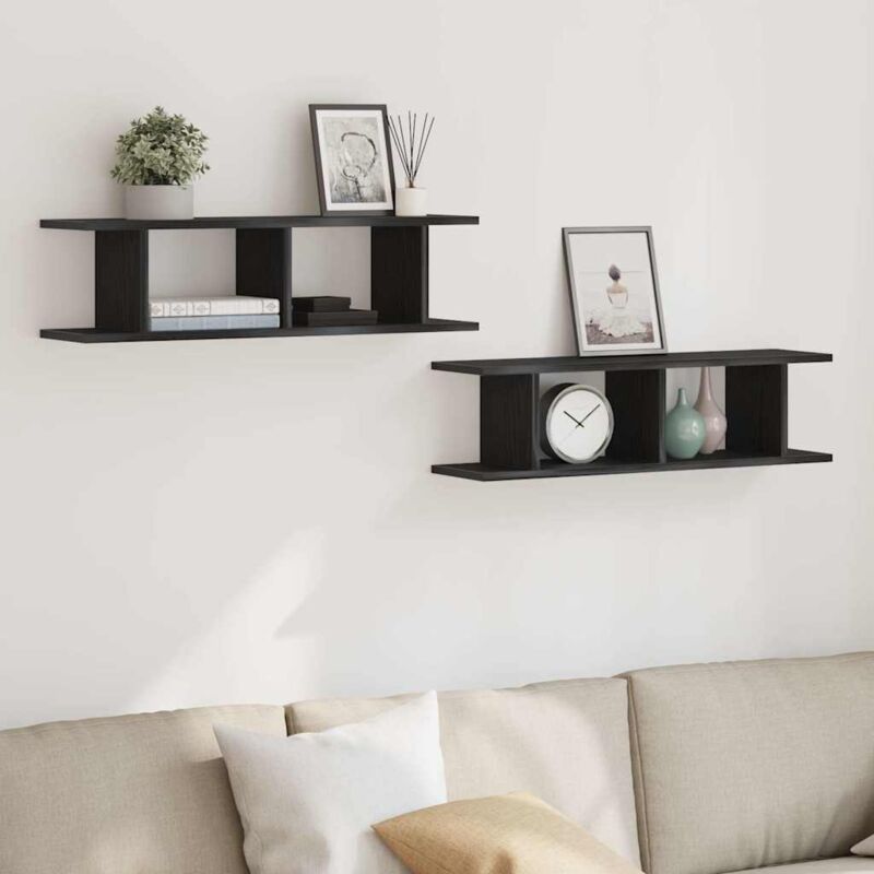 foto del prodotto mensole da parete 2 pz rovere nero 75x18x20 cm in truciolato vidaxl