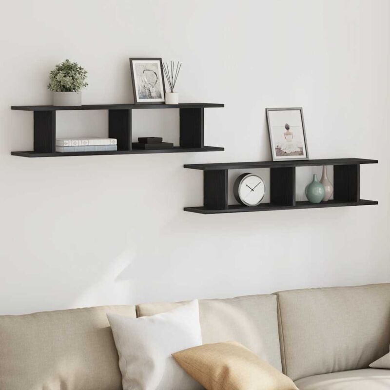 foto del prodotto mensole da parete 2 pz rovere nero 90x18x20 cm in truciolato vidaxl