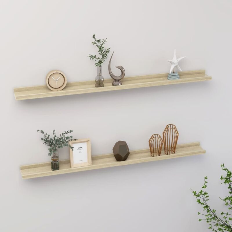 foto del prodotto mensole da parete 2 pz rovere sonoma 100x9x3 cm vidaxl
