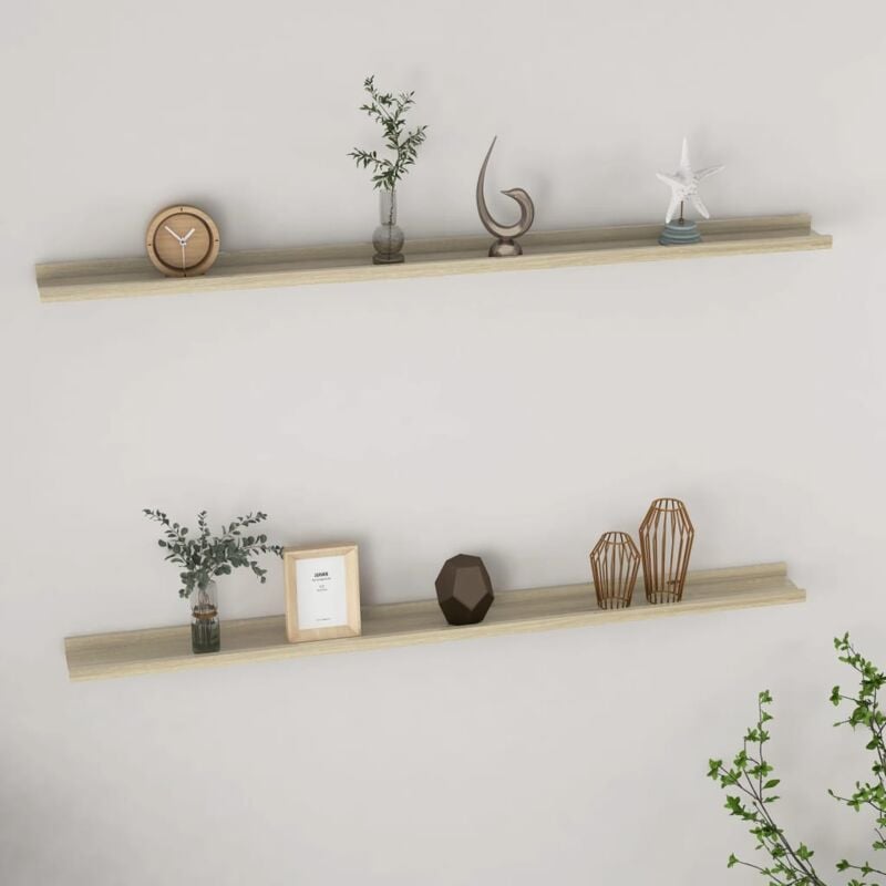 foto del prodotto mensole da parete 2 pz rovere sonoma 115x9x3 cm vidaxl