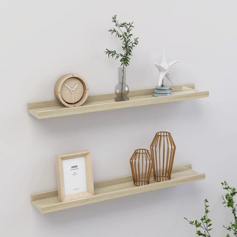 foto del prodotto mensole da parete 2 pz rovere sonoma 60x9x3 cm vidaxl