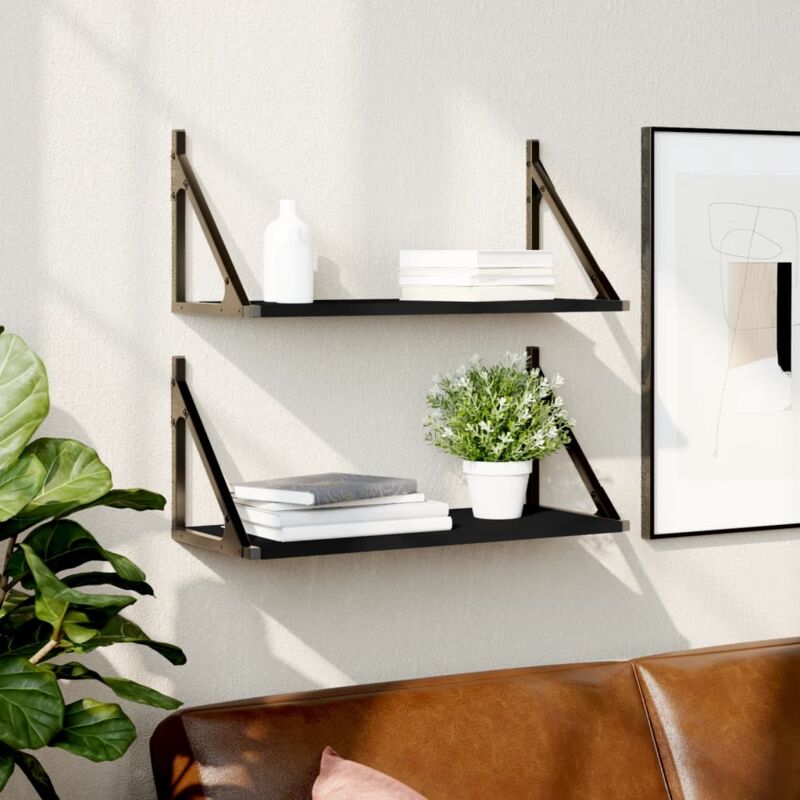 foto del prodotto mensole da parete 2pz nere 60x25x25,5 cm legno multistrato vidaxl