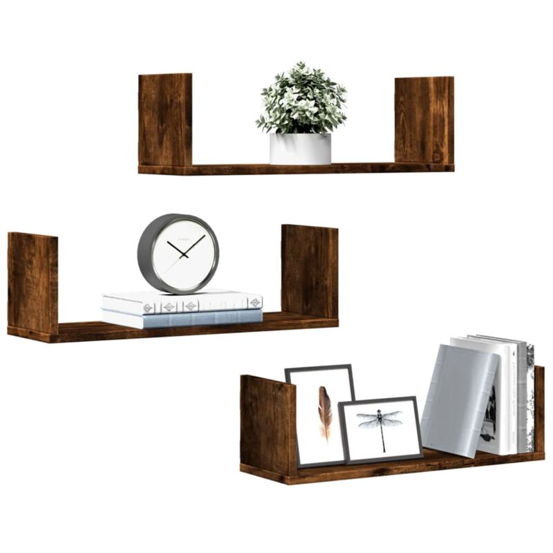 foto del prodotto mensole da parete 2pz rovere fumo 58x18x18 cm in truciolato vidaxl