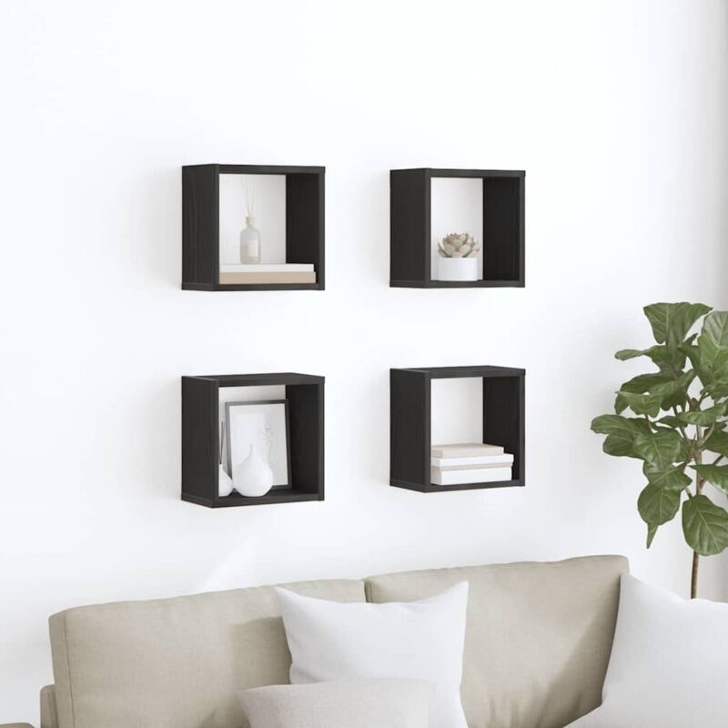 foto del prodotto mensole da parete 4 pcs rovere nero 26 x 15 x 26 cm vidaxl