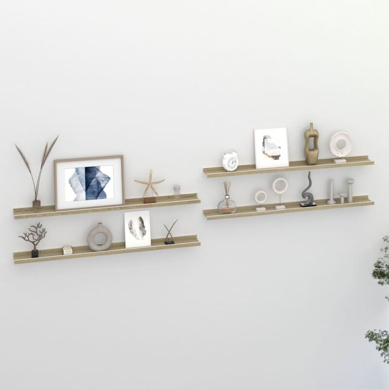 foto del prodotto mensole da parete 4 pz bianco e rovere sonoma 100x9x3 cm vidaxl