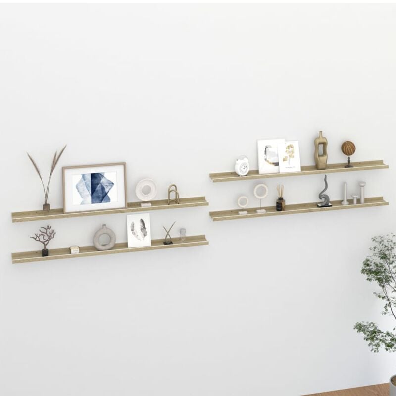 foto del prodotto mensole da parete 4 pz bianco e rovere sonoma 115x9x3 cm vidaxl