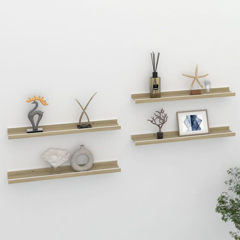 foto del prodotto mensole da parete 4 pz bianco e rovere sonoma 60x9x3 cm vidaxl