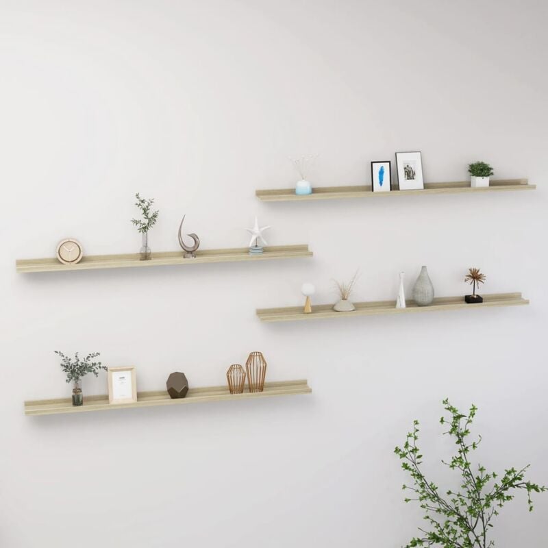 foto del prodotto mensole da parete 4 pz rovere sonoma 115x9x3 cm vidaxl