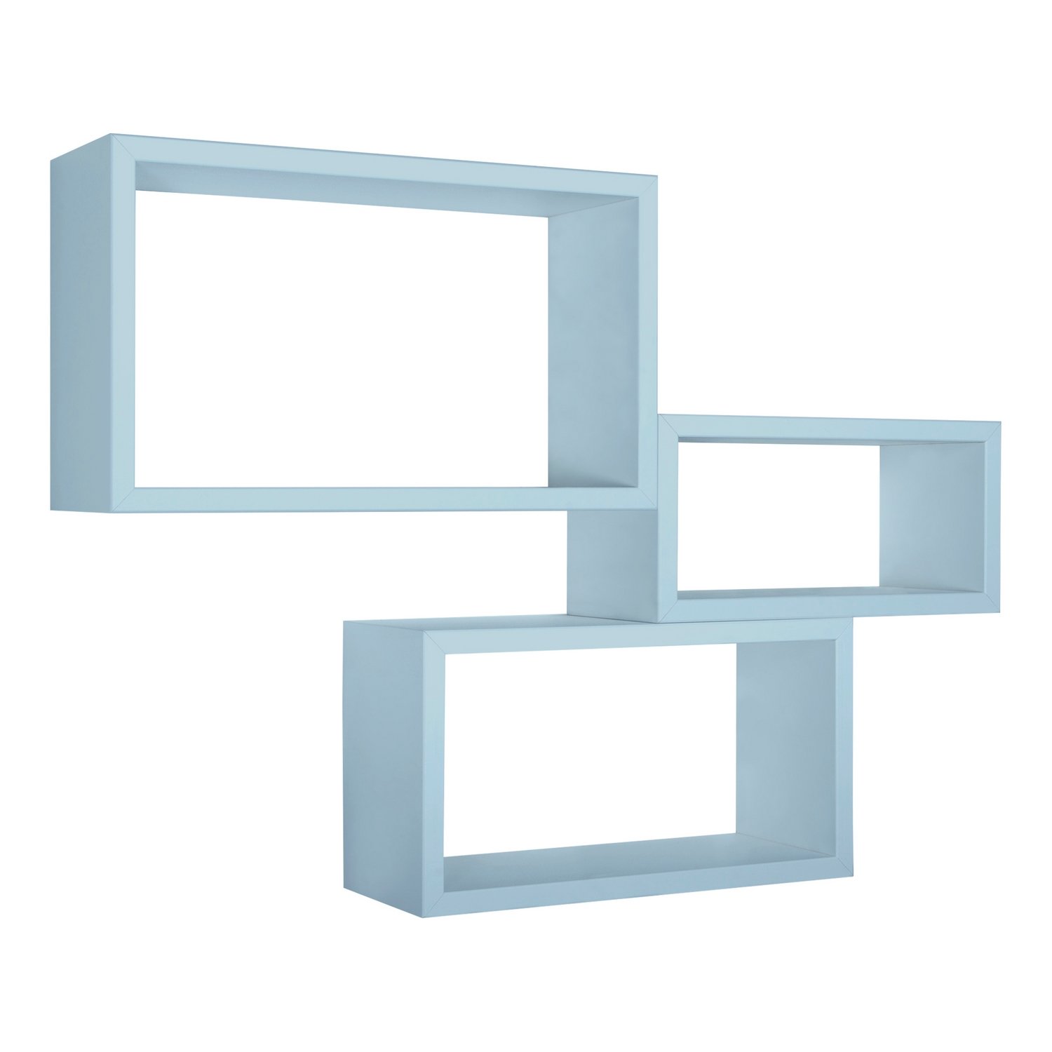 foto del prodotto mensole da parete rettangolari set di 3 pz componibile colore blu mod. trittico