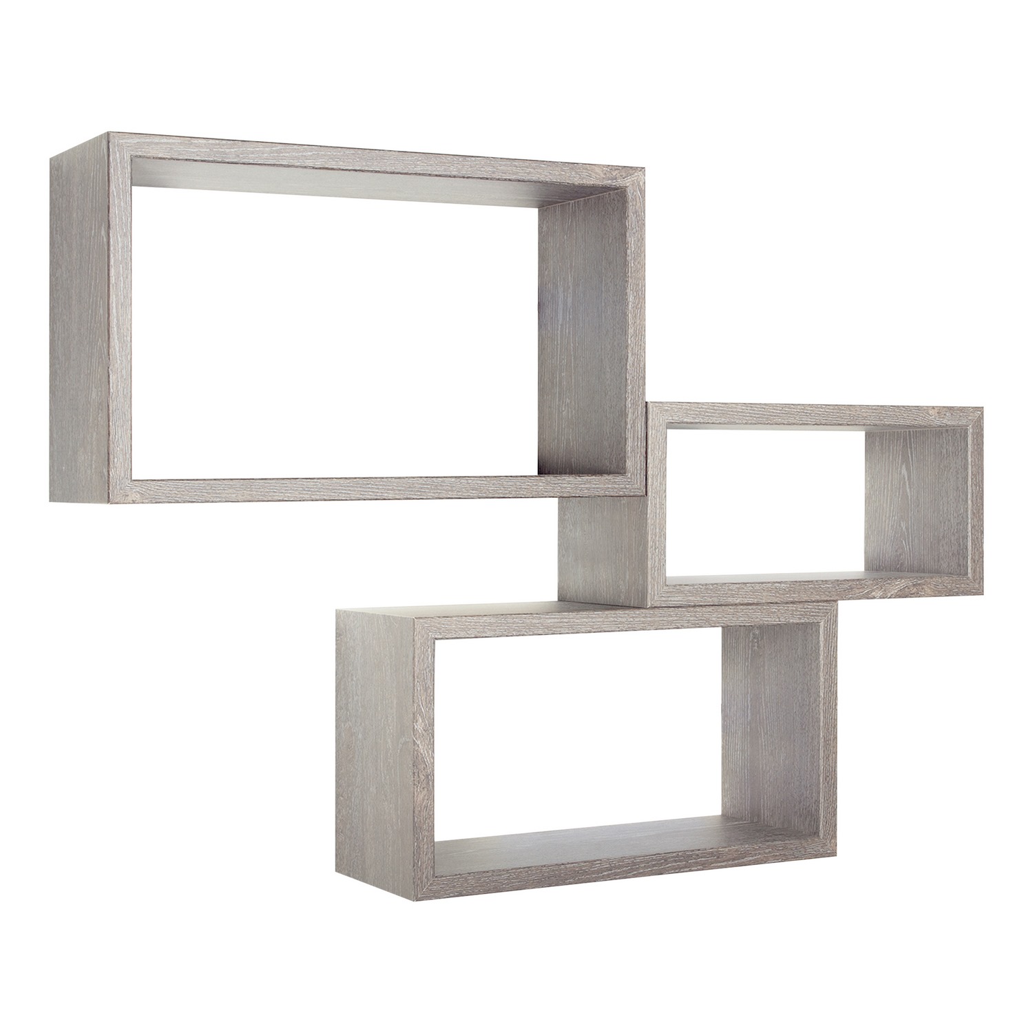 foto del prodotto mensole da parete rettangolari set di 3 pz componibile colore rovere grigio mod. trittico
