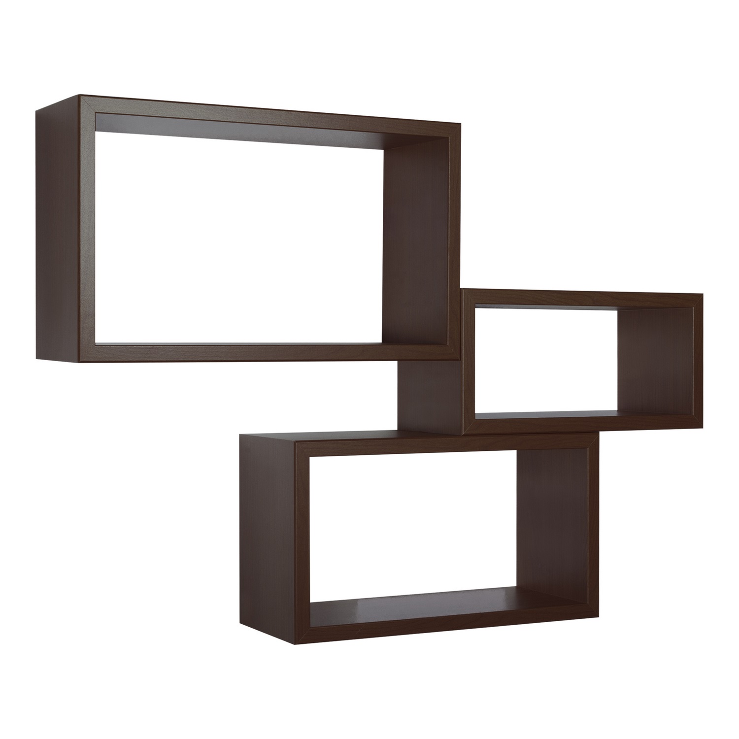 foto del prodotto mensole da parete rettangolari set di 3 pz componibile colore wenge' mod. trittico