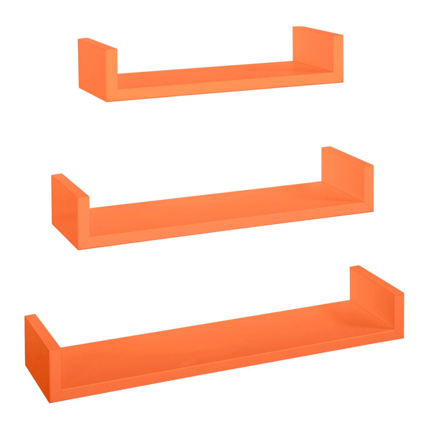 foto del prodotto mensole da parete set di 3 pz colore arancione mod. calamita