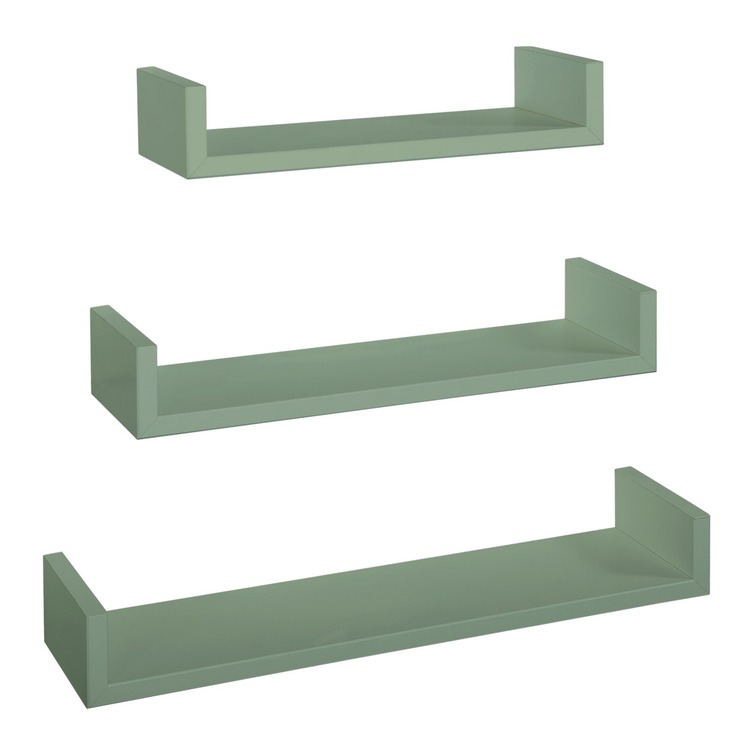 foto del prodotto mensole da parete set di 3 pz colore verde acqua mod. calamita