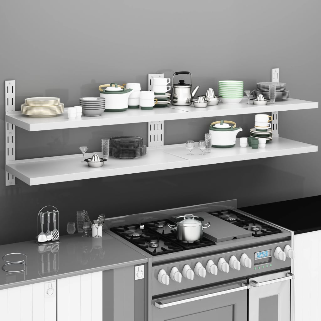 foto del prodotto mensole galleggianti a 2 livelli 2 pz in acciaio inox 200x30 cm cod mxl 33572