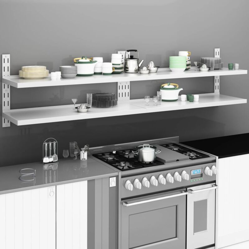 foto del prodotto mensole galleggianti a 2 livelli 2 pz in acciaio inox 240x30 cm vidaxl 534772