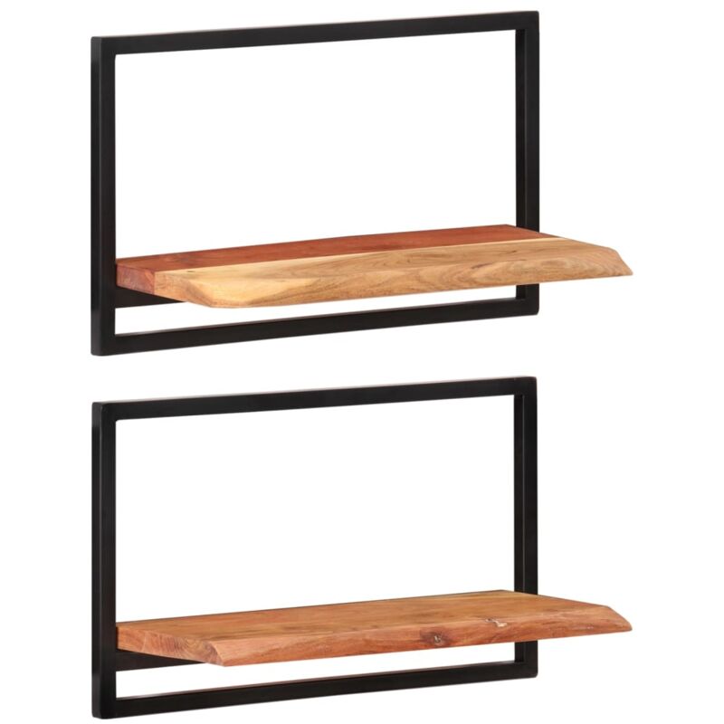 foto del prodotto mensole parete 2pz 60x25x35 cm legno massello acacia e acciaio vidaxl