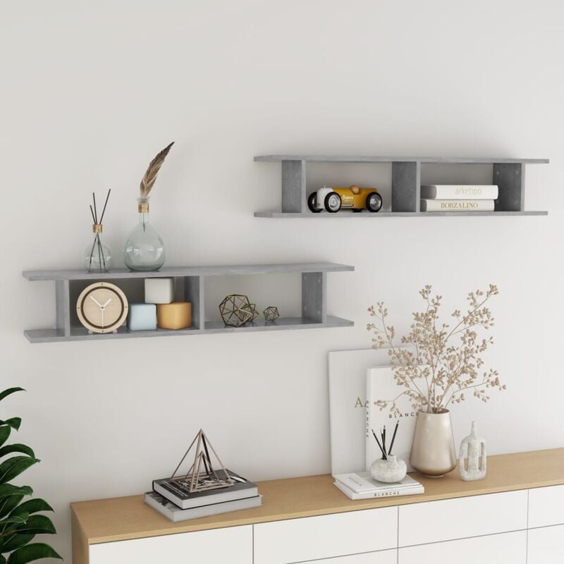 foto del prodotto mensole parete 2pz grigio cemento 105x18x20cm legno multistrato vidaxl