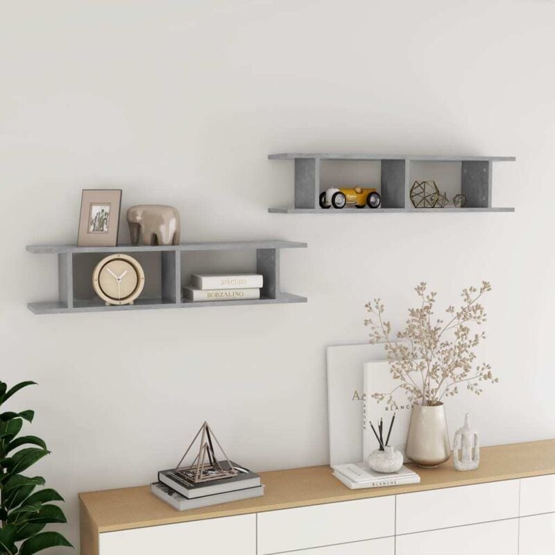 foto del prodotto mensole parete 2pz grigio cemento 90x18x20 cm legno multistrato vidaxl