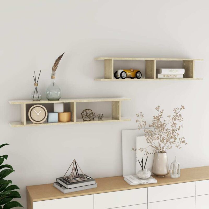 foto del prodotto mensole parete 2pz rovere sonoma 105x18x20cm legno multistrato vidaxl