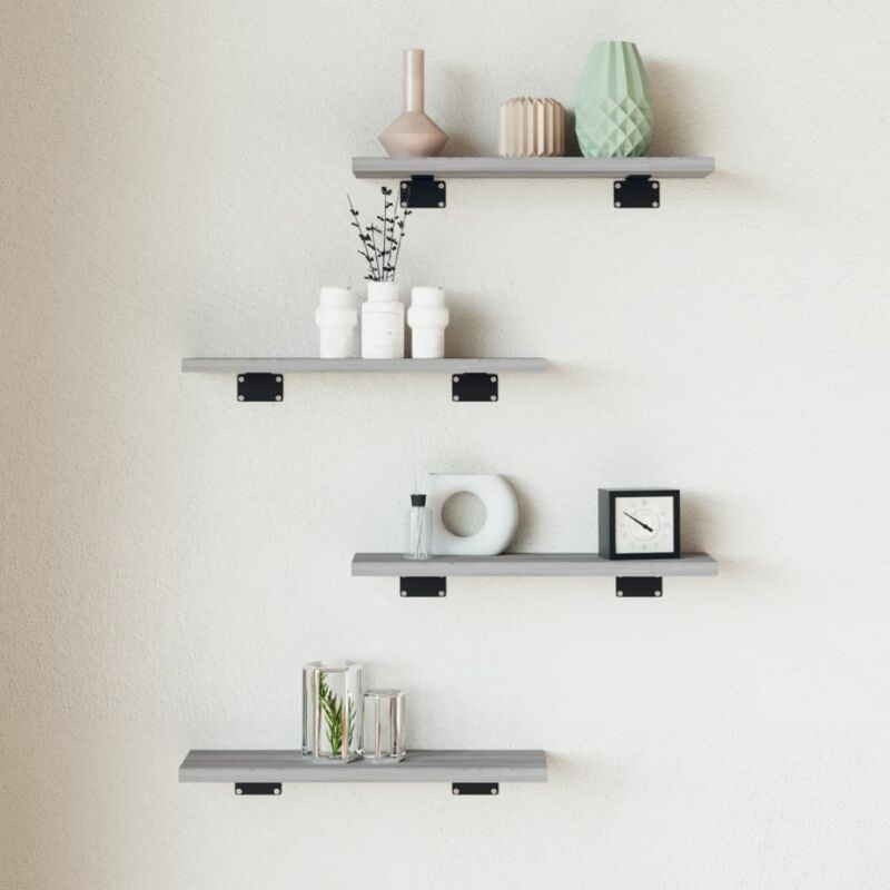 foto del prodotto mensole parete 4pz grigio sonoma 40x10x1,5cm legno multistrato vidaxl