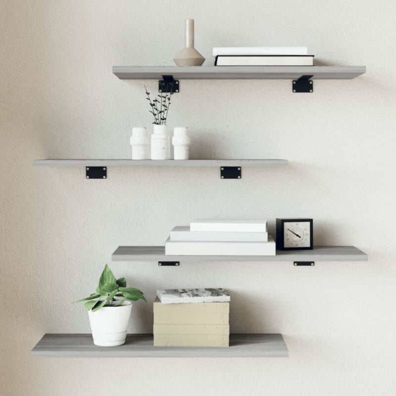 foto del prodotto mensole parete 4pz grigio sonoma 60x20x1,5cm legno multistrato vidaxl
