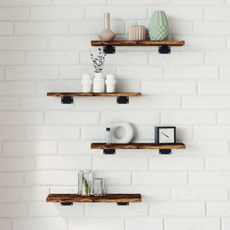 foto del prodotto mensole parete 4pz rovere fumo 40x10x1,5 cm legno multistrato vidaxl