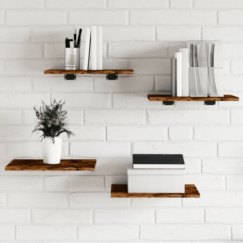 foto del prodotto mensole parete 4pz rovere fumo 40x30x1,5 cm legno multistrato