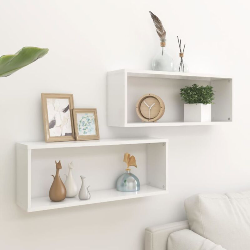 foto del prodotto mensole parete a cubo 2pz bianche 60x15x23 cm legno multistrato vidaxl
