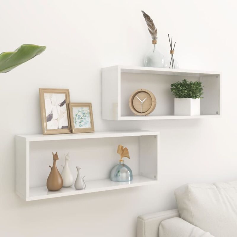 foto del prodotto mensole parete a cubo 2pz bianco lucido 60x15x23cm multistrato vidaxl