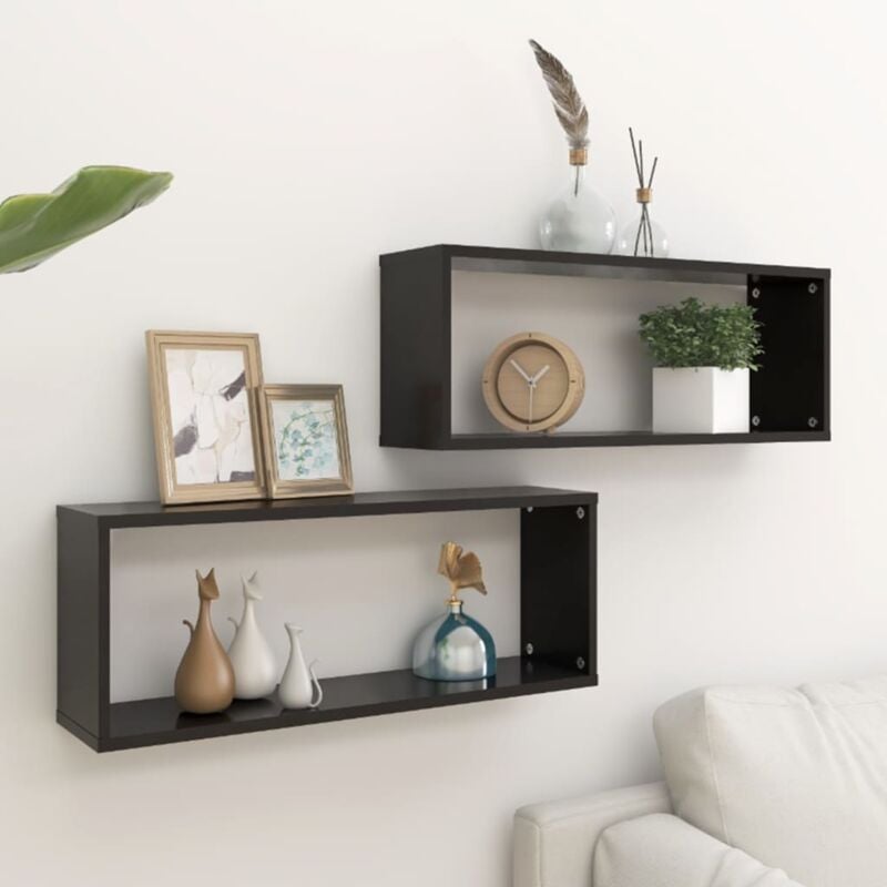 foto del prodotto mensole parete a cubo 2pz nere 60x15x23 cm legno multistrato vidaxl