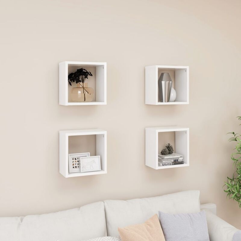 foto del prodotto mensole parete a cubo 4 pz bianche 26x15x26 cm vidaxl