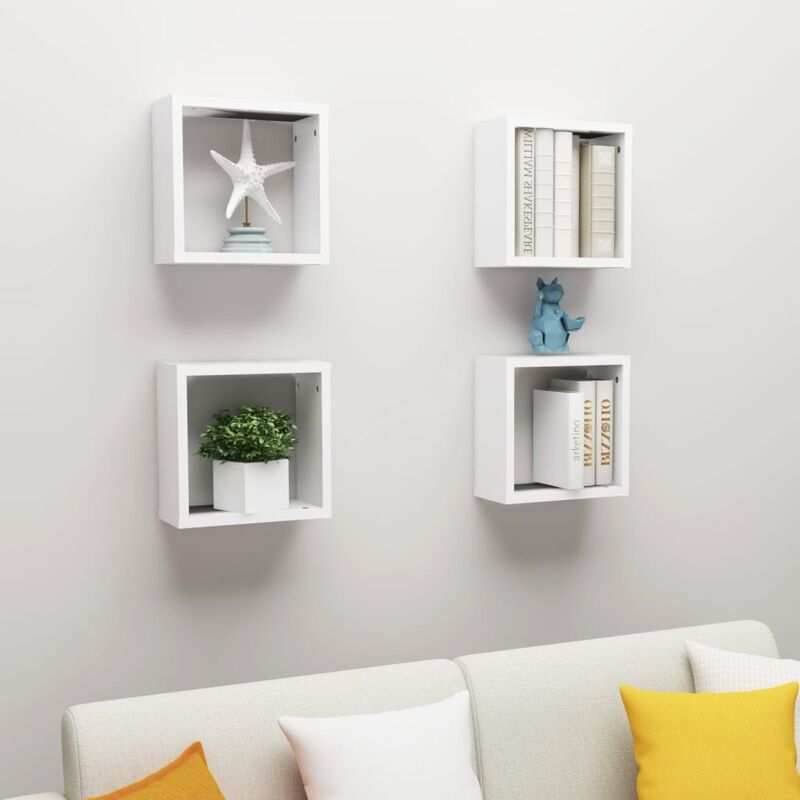 foto del prodotto mensole parete a cubo 4 pz bianche 30x15x30 cm vidaxl