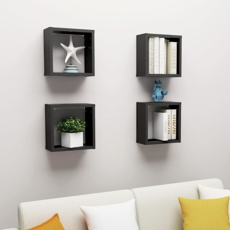 foto del prodotto mensole parete a cubo 4 pz nere 30x15x30 cm vidaxl