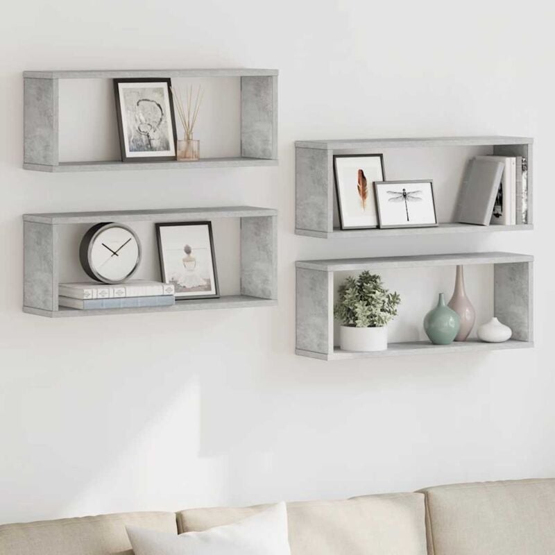 foto del prodotto mensole parete a cubo 4pz grigio cemento 60x15x23cm multistrato vidaxl
