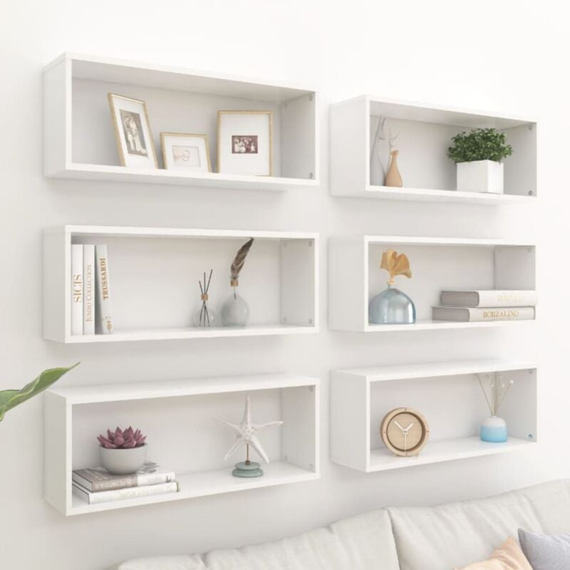 foto del prodotto mensole parete a cubo 6pz bianche 60x15x23 cm legno multistrato vidaxl