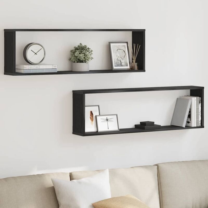 foto del prodotto mensole parete cubo 2 pz rovere nero 100x15x30 cm multistrato vidaxl