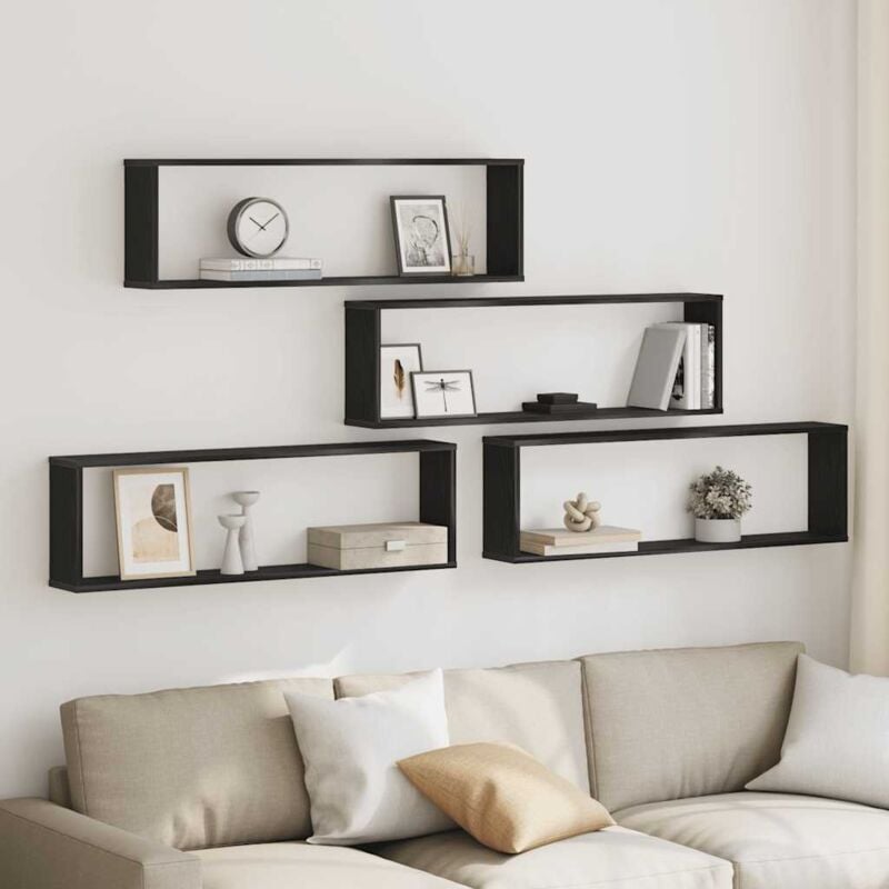 foto del prodotto mensole parete cubo 4 pz rovere nero 100x15x30 cm multistrato vidaxl