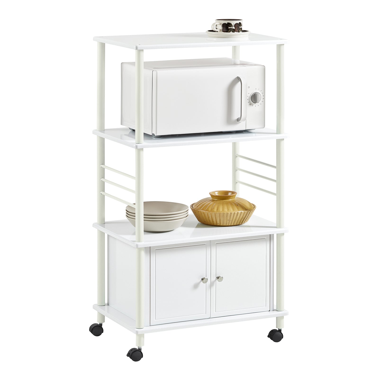foto del prodotto mensole per forno a microonde, carrello da cucina, armadietto cucina bianco frg12 w