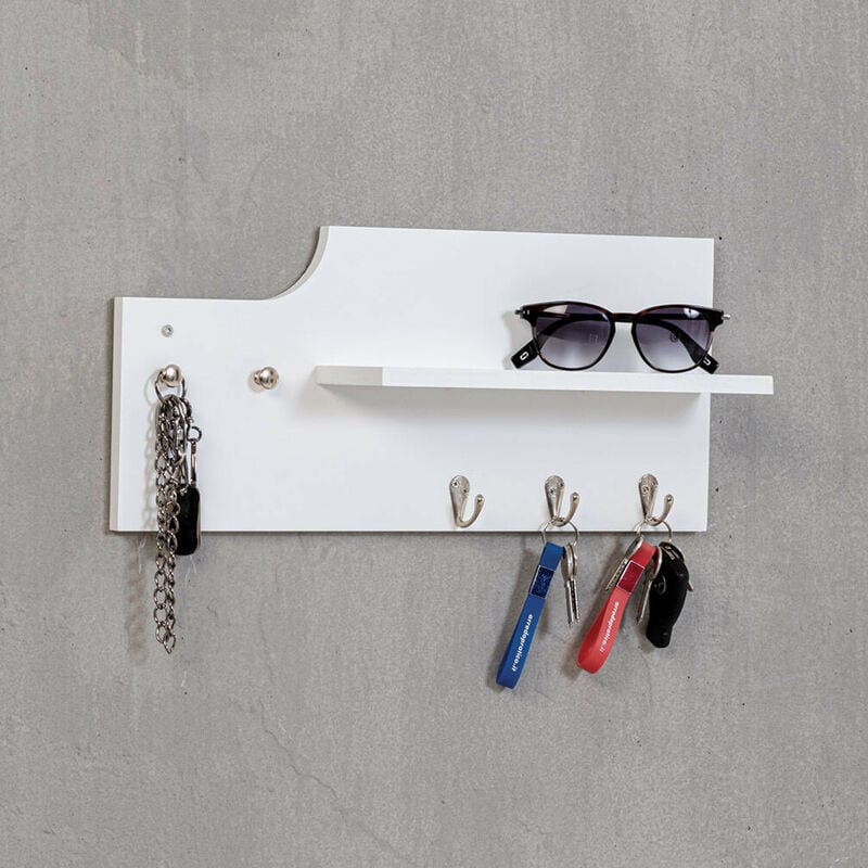 foto del prodotto mensolina appendichiavi in legno 45x10x20 cm newport bianco
