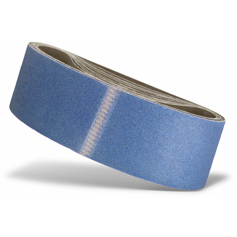 foto del prodotto menzer blue nastri abrasivi, 533 x 75 mm, p. levigatrici palmari a nastro, corindone zirconio 10 pz. g80