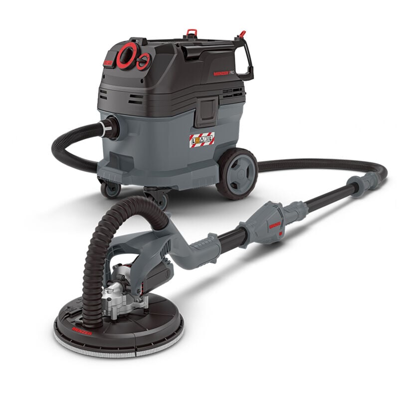 foto del prodotto menzer levigatrice a collo lungo lhs 225 aspiratore di sicurezza aspiratore a umido secco vcl 530 pro incl. set di abrasivi