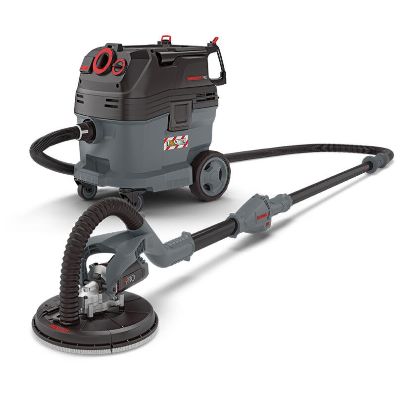 foto del prodotto menzer levigatrice a collo lungo lhs 225 pro vario aspiratore di sicurezza aspiratore a umido secco vcl 530 pro incl. set di abrasivi