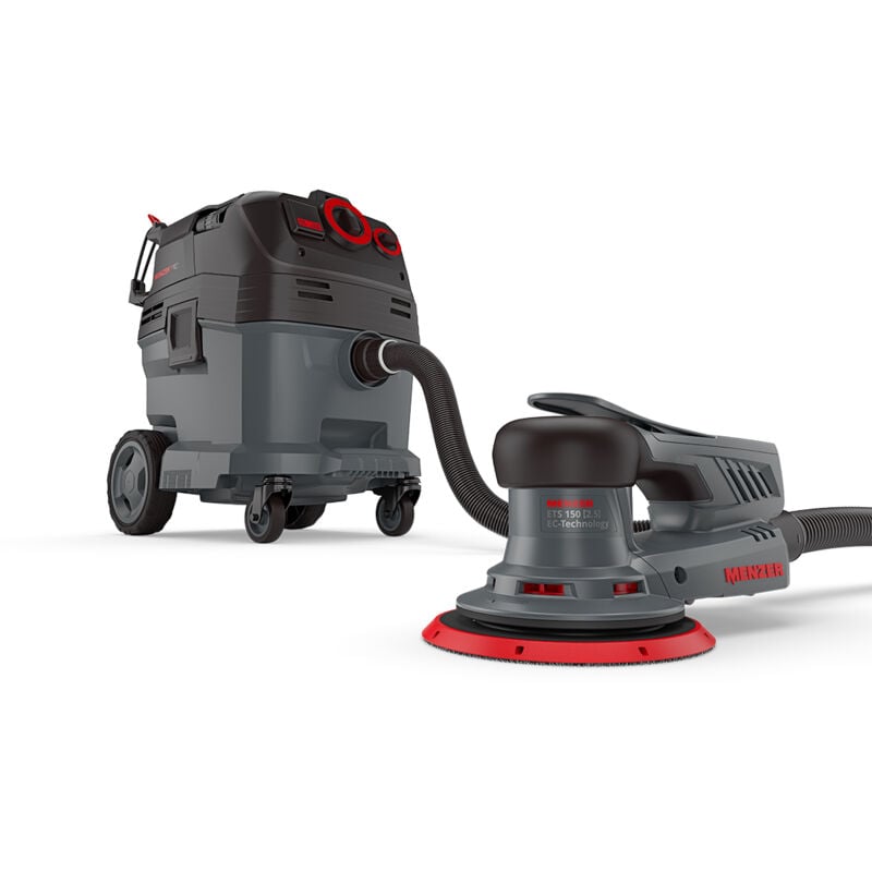 foto del prodotto menzer levigatrice rotorbitale ets 150 2.5 aspiratore di sicurezza aspiratore a umido secco vcl 530 pro incl. set di abrasivi
