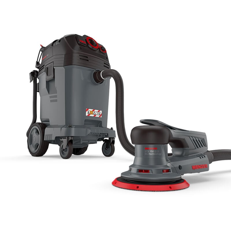 foto del prodotto menzer levigatrice rotorbitale ets 150 2.5 aspiratore di sicurezza aspiratore a umido secco vcl 550 pro incl. set di abrasivi