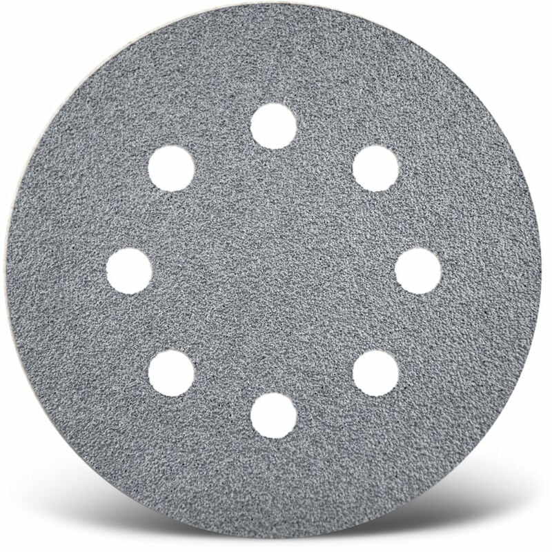 foto del prodotto menzer platinum dischi abrasivi velcrati, 115 mm, 8 fori, p. levigatrici rotorbitali, corindone semi friabile 50 pz. g120