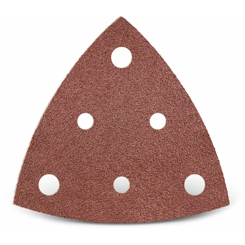 foto del prodotto menzer red carte abrasive velcrate, 82 mm, 6 fori, p. levigatrici a delta, corindone normale 25 pz. g36