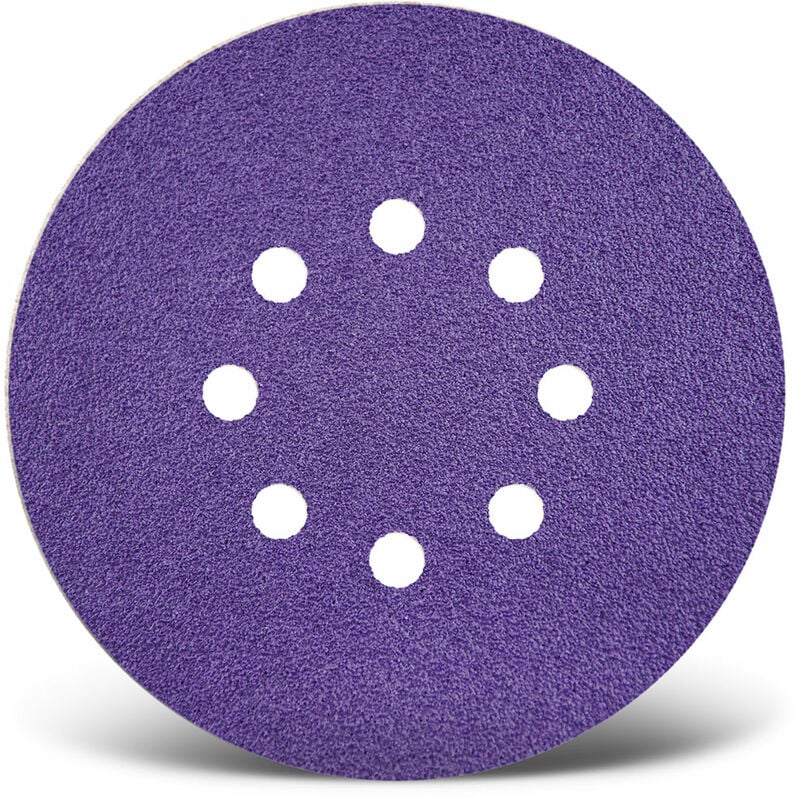foto del prodotto menzer titanium hd dischi abrasivi velcrati, 150 mm, 8 fori, p. levigatrici rotorbitali, miscela di ceramica 50 pz. g60