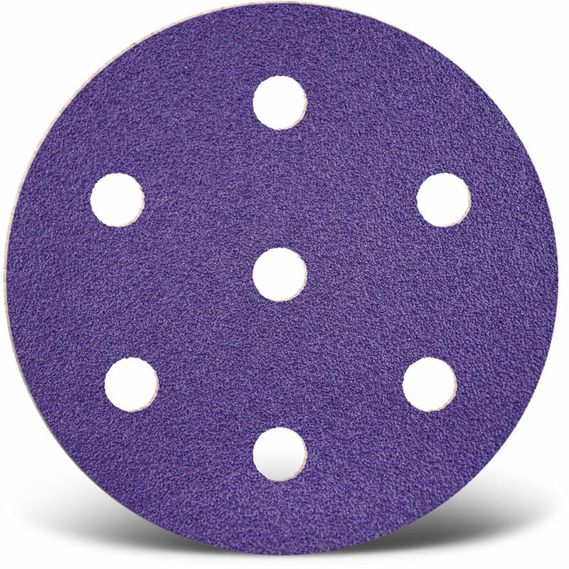 foto del prodotto menzer titanium hd dischi abrasivi velcrati, 90 mm, 7 fori, p. levigatrici rotorbitali, miscela di ceramica 50 pz. g100