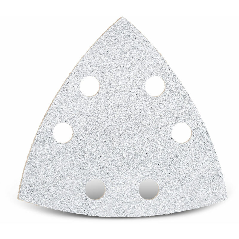 foto del prodotto menzer white carte abrasive velcrate, 93 mm, 6 fori, p. levigatrici a delta, corindone normale 50 pz. g100